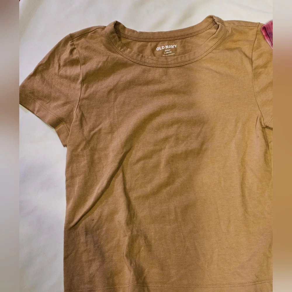 Set Of Two Girls Tees- Camel Fitted And Tie-Dye- Large (10-12)